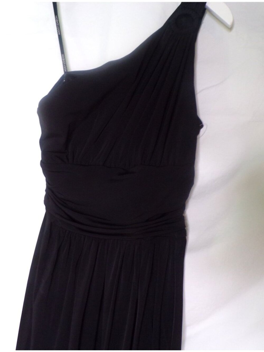🆕 MAGGY LONDON One Shoulder Stretch Jersey Dress Black 4 - Picture 5 of 8